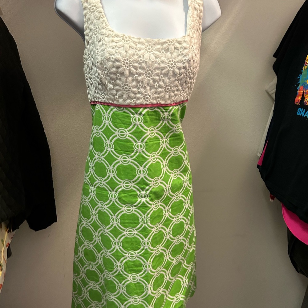 💝 Lilly Pulitzer - Size 8 Green White Pink Dress